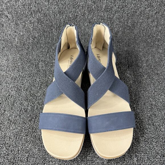 LifeStride Women's Giselle Blue Navy Cream Strappy Sandal Size 8 - Picture 8 of 11